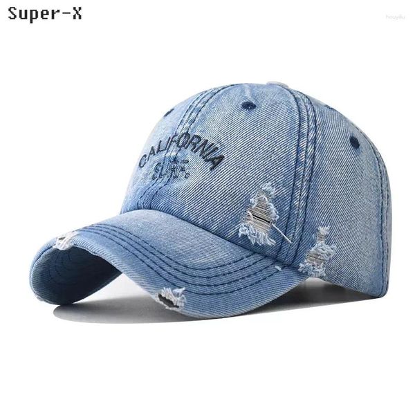 Ball Caps Ripped Baseball Cape en détresse Denim Coton Soft Quoft Quality Men's Trucker Hats Femmes Unisexe Style