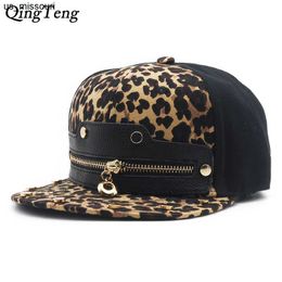 Ball Caps Running Chute 2021 hommes Hip Hop Fashion Cap Leopard Print Zipper Chapeaux Snapback personnalisé