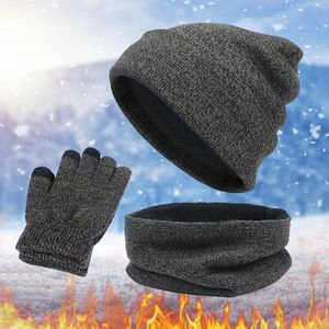 Kogelcaps sjaalhandschoenen hoed set voor tienermeisjes damesmannen winter warme wol slouchy drie stuks sneeuw gebreide capscherm