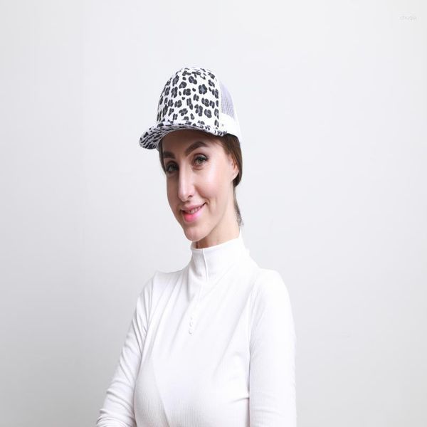 Gorras de béisbol Venta de mujeres blancas Hombres Primavera Verano y otoño Sombrilla Estampado de leopardo Béisbol Señora Malla Camionero Sombrero Sombreros de moda