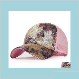 Ball Caps paillettes Femmes Net Femme Breffe-Mesh Shade Outdoor Shade Maple Leaf Streth