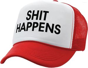 Ball Caps Sh -It gebeurt - grappig zeggen Parody Joke Vintage Retro Style Trucker Cap Hat