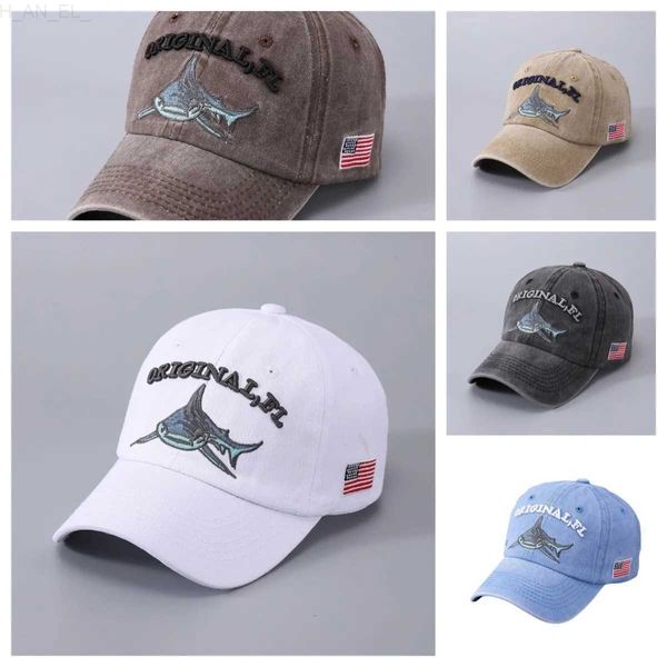 Ball Caps Shark Hat Hombres Verano Algodón Cowboy Gorra de béisbol Personalidad Retro L231212