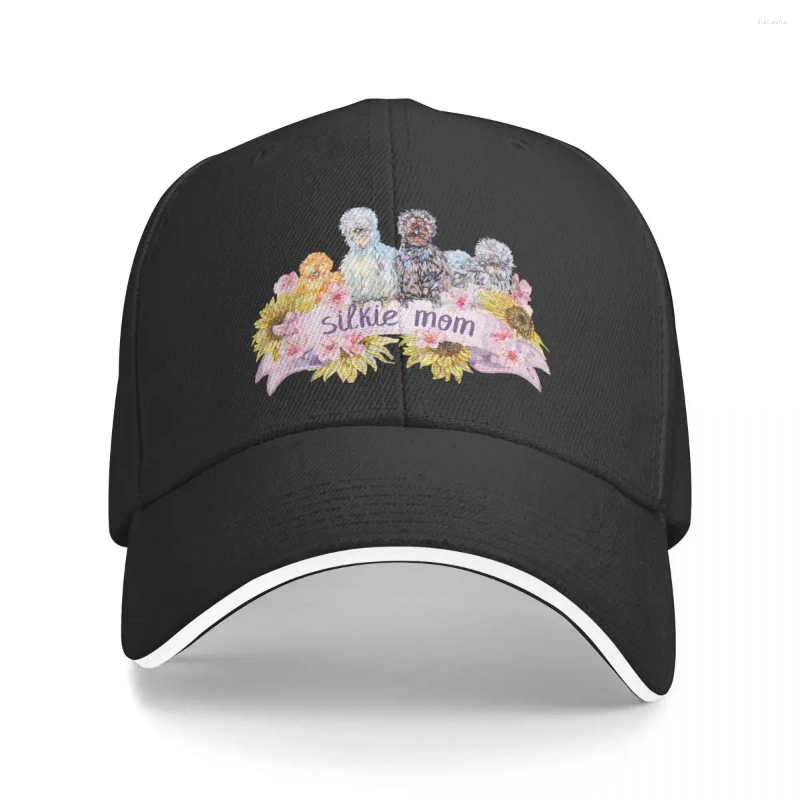 Caps de bola Silkie Chicken Mom - Girassóis e flores de primavera Baseball Cap Protection Solar Hat Solar Rugby Mulheres