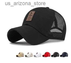 Ball Caps Simple Truck Hat Solid Baseball Hat Mens Mesh Breathable Sun Protection Hat Label Sticker Snapback Sunhat Summer Golf Baseball Hat Q240425