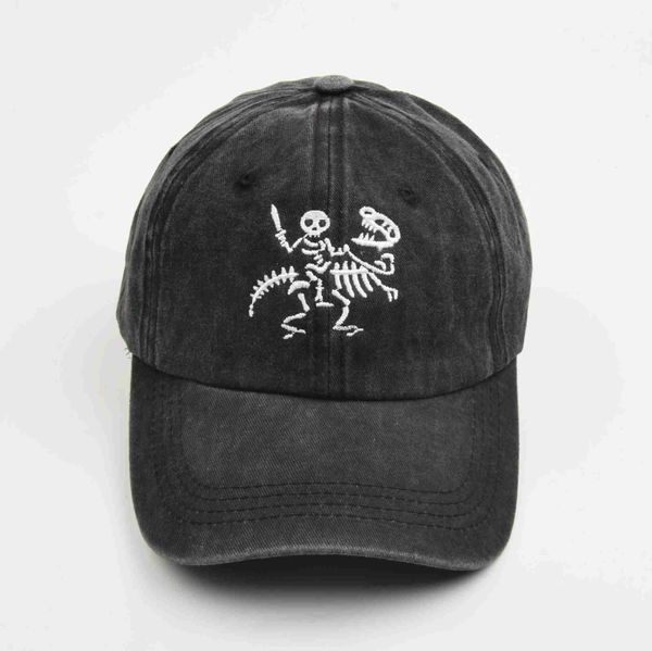 Casquettes de baseball squelette chevalier et dragon broderie coton baseball pour hommes chapeaux vintage hip hop papa chapeau camionneur H240330
