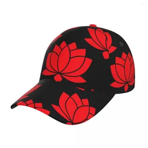 Casquettes de balle Skuilles Cap unisexe réglable pour adulte Baseball rouge botanique fleur de Lotus Hip Hop chapeau