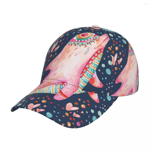 Casquettes de balle Skuilles Cap unisexe réglable pour adulte Baseball aquarelle belle bande dessinée dauphins Hip Hop chapeau