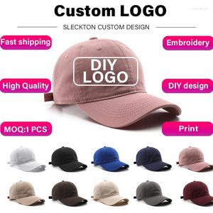 Ball Caps SLECKTON Custom Logo Baseball Cap For Men And Women DIY Print Letter Embroidery Summer Sun Hat Brand Design Wholesale Unisex