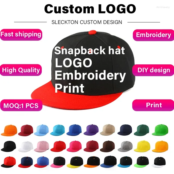 Ball Caps Sleckton Logotipo personalizado Fashion Hip Hop Snapback Sapback Sapback For Women and Men Carta de bricolaje Diseño de bordado Imagen Impres.