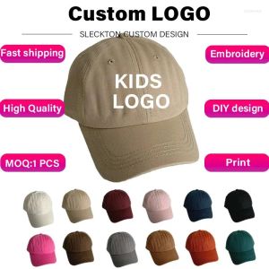 Ball Caps SLECKTON Kid Custom Logo Kind Baseball Cap Naam Borduren Foto DIY Merkontwerp Katoen Zomer Kinderen Unisex Groothandel