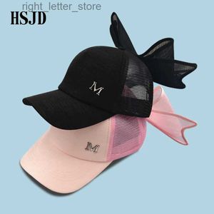 Ball Caps Snapback Grote Strik Netto Baseball Cap Vrouwelijke M-markering Roze Mesh Hoed met Strik Zomer Damespetten Merk Volwassen Vizier Dames Zonnehoeden YQ231214