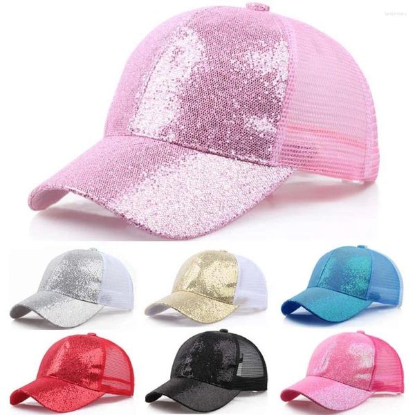 Bola Golpes Snapback Cap Bun Women Sequíns Messy Hat Baseball Girl Shiny Sun With Snap Backs Men