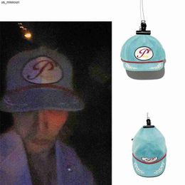 Gorras de béisbol Snapbacks KPOP G-Dragon P Bordado de letras Gorra con visera Gorra de béisbol de pana azul lago GD PEACEMINUSONE Personalidad de la moda Pareja Regalos J230520