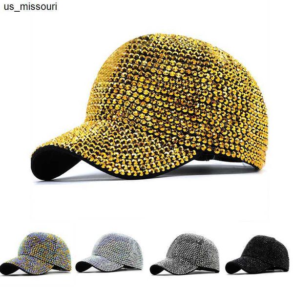 Casquettes de baseball Snapbacks strass casquette de baseball dames chapeau hip hop étincelant plein de diamants mode cool style européen et américain casquette à visière dames J230520