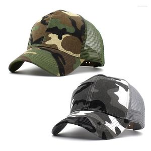 Casquettes de balle Casquette de baseball de camouflage de neige Hommes Tactique Summer Mesh Blanc / Armée Vert Camouflage Snapback Chapeau pour et femmes