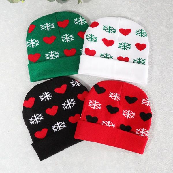 Gorros de bola Copo de nieve Pompom Beanie Hat Regalo de Navidad Invierno coreano Cálido Tejido grueso para mujeres y hombres Día de San Valentín