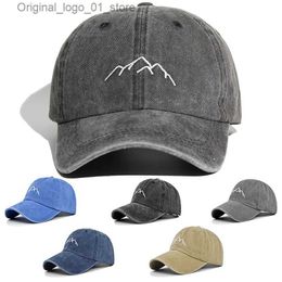 Ball Caps Solid Color Mountain Brodery Baseball Cape Wahid Cotton Gorras Snapback Dad CHAPES POUR MEN ALIGABLE CURMER OUTDOOR CAS CAS CASUAL Q240408