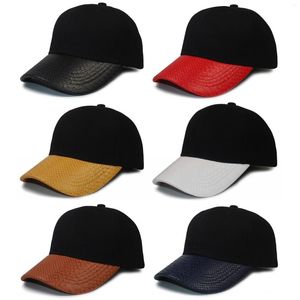 Casquettes de balle Sport peau de serpent PU visière chapeaux casquette de Baseball réglable chapeau de mode pour les femmes et les hommes