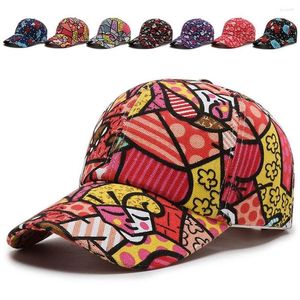 Kogelcaps sport verstelbaar vier seizoenen mannen dames honkbal hoeden cartoon print zonnebrandcrème lip bloemen cap