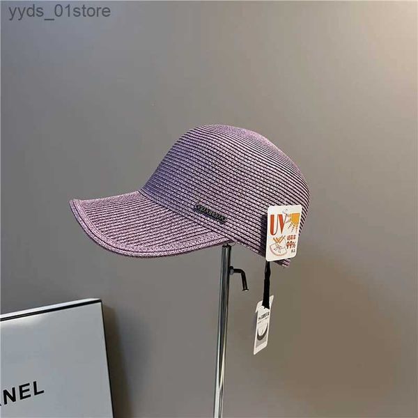 Casquettes de baseball Printemps et été Str Chapeau équestre Personnalité Élégant Dôme Rider Chapeau Dames Tout Violet Chapeau Version Coréenne du Chapeau de Niche L240314