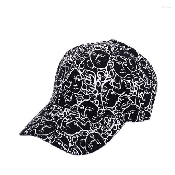 Gorras de béisbol Primavera para hombres y mujeres para gorra de béisbol con patrón de letras de graffiti Sombrero ajustable con visera curvada Snapback