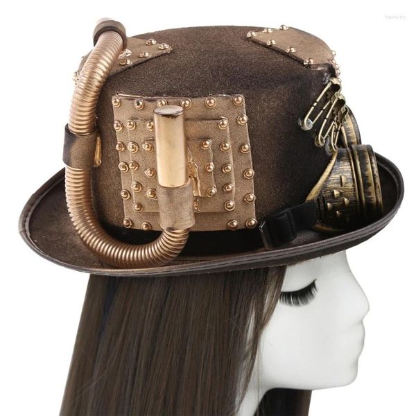 Gorras de bola Steampunk Hombres Sombrero con gafas Vintage Jazz Gay Top Gótico Halloween Mascarada Disfraz Fiesta