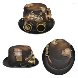 Casquettes de boule Steampunk chapeau haut de forme avec lunettes gothique Gay Bowler carnaval