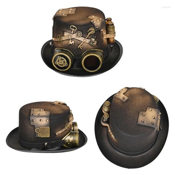 Gorras de bola Steampunk Sombrero de copa con gafas Gótico Gay Bowler Carnaval