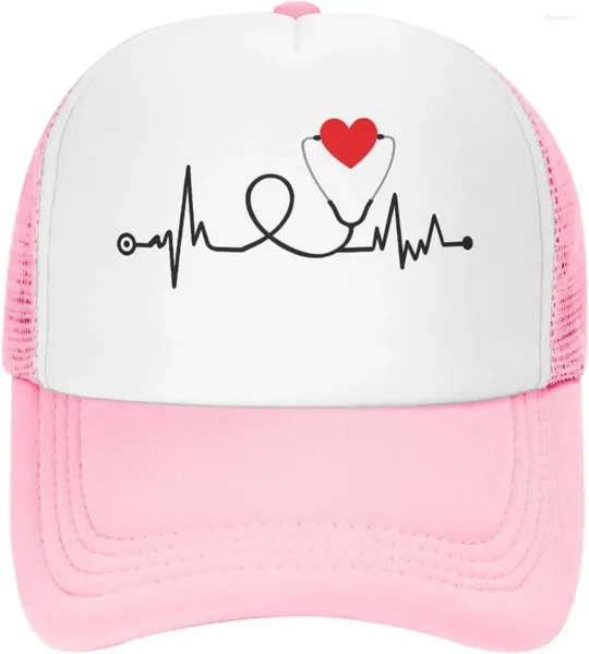 Ball Caps Stéthoscope Heartheat Hat Mesh Cap pour les femmes Girls Ajustement Trucker Baseball Grille Spring Summer Breatchable