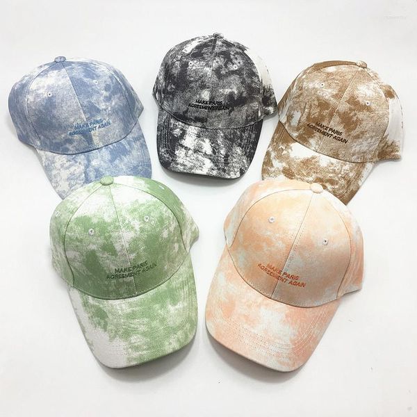 Gorras de béisbol estilo europeo y americano tinta Tie-dye béisbol para hombres mujeres Vintage verano protección solar sombreros ajustados