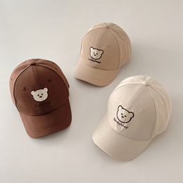 Gorras de bola Verano Ajustable Bebé Gorra de béisbol Niño Dibujos animados Oso Bordado Sombreros lindos para niños Niña Niño Suave Algodón Bonnet Sun Hat 230921