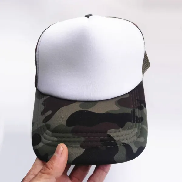 Casquettes de balle Été Adulte Mesh Sport Trucker Chapeaux Camo Armée Vert Blanc Baseball Hommes 5 Panneaux Snapback Casquette Gorras Visière