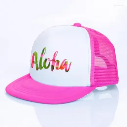 Ball Caps Summer Aloha Pink Baseball Cap Men Femmes Femme Hip Hop Snapback Flamingo Fruit Print Chapeaux pour la fête de la plage YF125