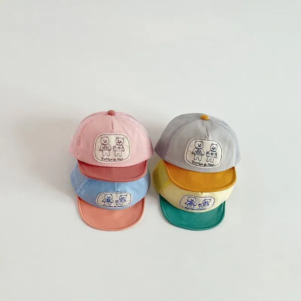 Casquettes de balle Summer Baby Hat Cartoon Bear Net Mâle Trésor Femelle Baseball Respirant Enfants Enfants Pare-Soleil 1-2Y