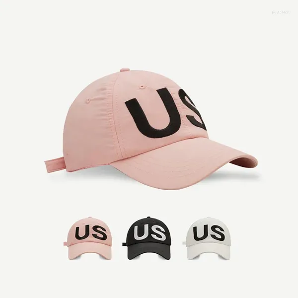 Gorras de bola Gorra de béisbol de verano para niña Tapa suave Ajustable Material fresco fino Alfabeto inglés de EE. UU. Bordado Corea Causal Hombres