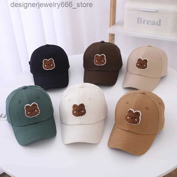 Gorras de bola Gorra de béisbol de verano para niños Bebé Oso de dibujos animados Bordado Sombrero lindo Snapback Algodón Sombreros para el sol para niño niña Niños Q231009