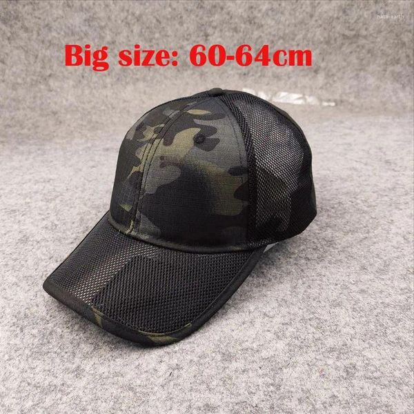 Casquettes de baseball Casquette de baseball en maille respirante d'été pour hommes grande taille de tête réglable camouflage décontracté en plein air jungle mâle 62 cm