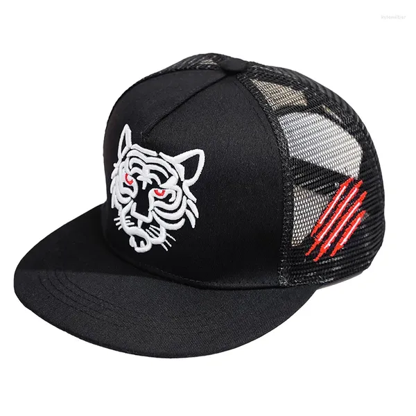 Gorras de bola Sombreros de camionero transpirables de verano para hombres Snapback Moda Tigre Bordado Gorra de béisbol Hombre Mujer Algodón Sol ajustable