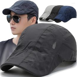 Ball Caps Zomer Casual Baret Hoed Mannen Vrouwen Ademend Mesh Zon Mode Effen Kleur Platte Pet Verstelbare Sboy Stijl Gatsby