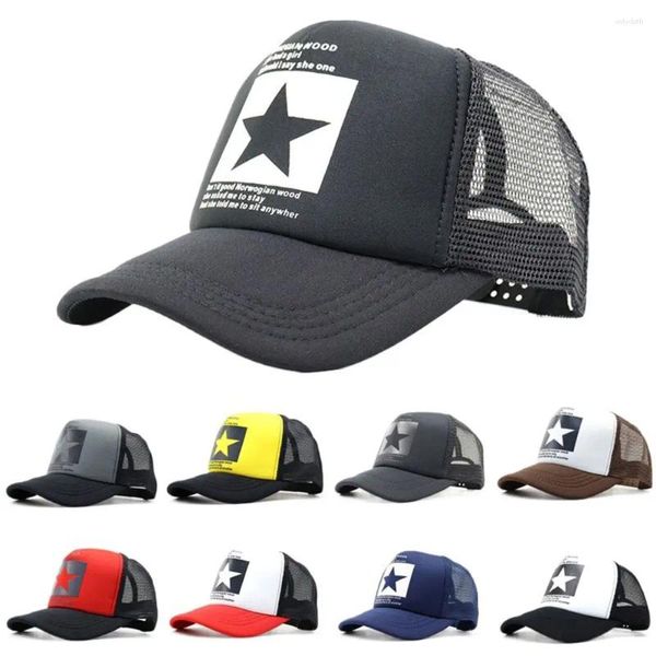 Gorras de bola Verano Casual Coreano para mujeres Carta Estrella de cinco puntas Snapback Cap Mesh Hat Visores de béisbol