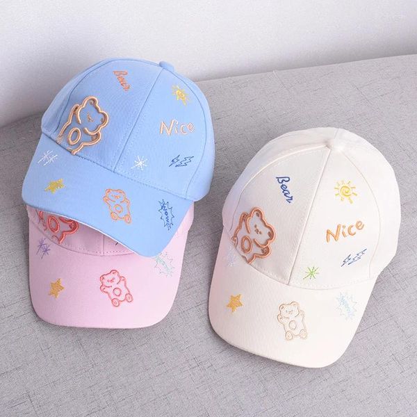 Casquettes de baseball Casquette de baseball pour enfants d'été Chapeau de bébé mignon Filet d'ombre Printemps Automne Section mince Ours Garçons et filles