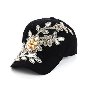 Kogelcaps zomer delicate vrouwen diamant bloem honkbal cap snapback stijl lady hoeden verkopengorras groothandelbal