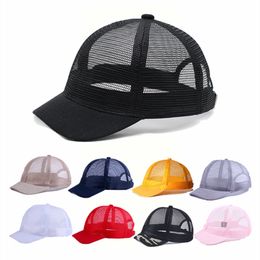Gorras de béisbol de verano de malla completa de ala corta gorras de béisbol para hombres y mujeres transpirable de secado rápido sombrero para el sol gorra de camionero de hueso al aire libre 230626