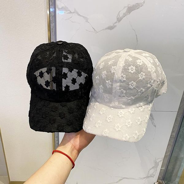 Gorras de béisbol de verano con encaje hueco, gorra de béisbol con flores para exteriores, Anti UV 400, gorras de malla transpirables, gorra deportiva con Cierre trasero, gorra Floral para mujer y niña