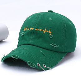 Kogelcaps zomer mannelijke hiphop ringen hoeden verontruste hoed voor volwassen man vrouwelijke vrouwen punk scheurde katoenen vizier honkbal cap 230306