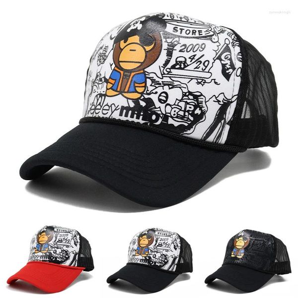 Ball Caps Summer Men's Mesh Net Baseball Cap Sport Personality Cartoon Snack pour les femmes Unisex Breathable Trucker Bone Gorras