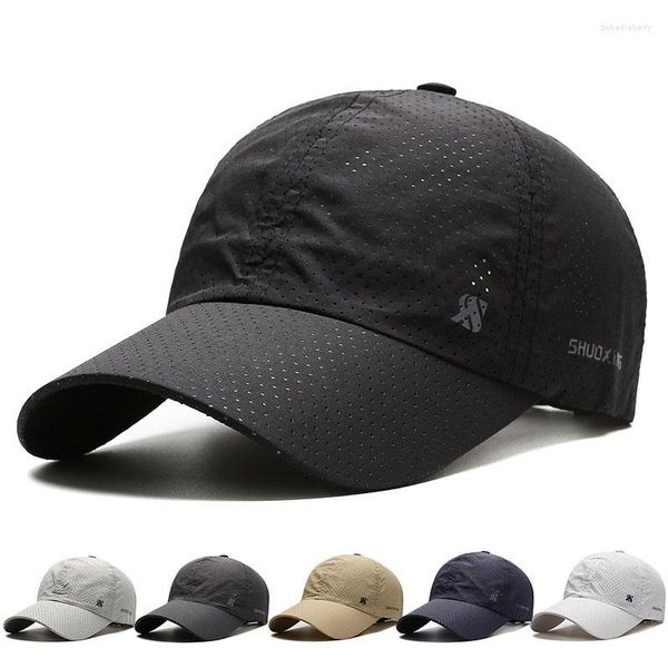 Gorras de bola Hombres de verano Gorra de béisbol de malla sólida Mujeres Deportes al aire libre Moda Secado rápido Transpirable Sombrero impermeable Visera para el sol Diseño original