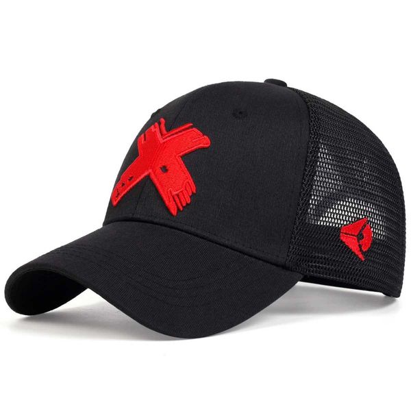 Ball Caps Summer Mens Mesh Baseball Hat Outdoor Sports X-Letter Button Unisexe Tamion hip hop respirant Q240403