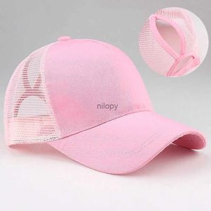 Kogelcaps zomer mesh ademende honkbal pet voor vrouwen mannen solide kleur paardenstaart zon vizier hoed verstelbare outdoor sport caps